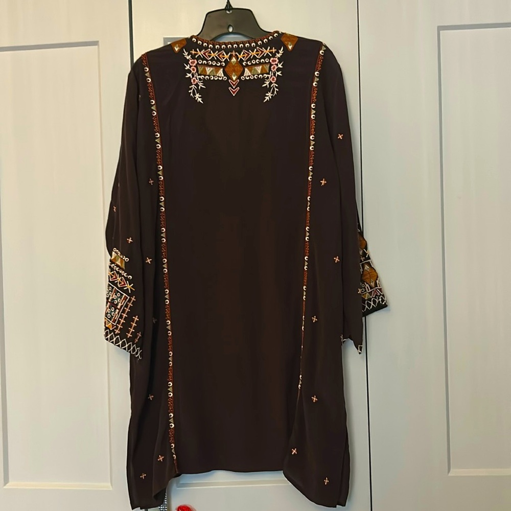 Johnny Was Dark Brown Embroidered Dress/Tunic - Picture 6 of 10